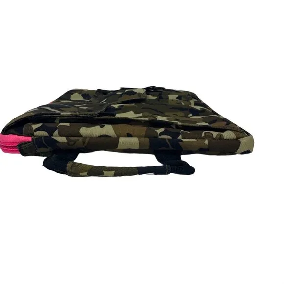 Camo Pattern Laptop Padded Zipped Case 13" Pink Trim Handle Travel Office School - Picture 8 of 10